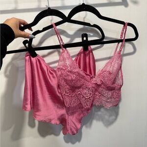 Victoria's Secret Pink Lace Chemise Set